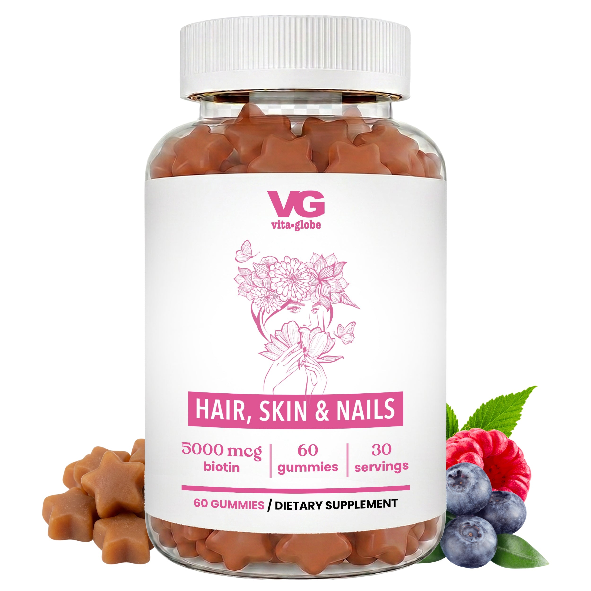 Hair, Skin & Nails Gummies with Collagen – 60ct – Vita Globe