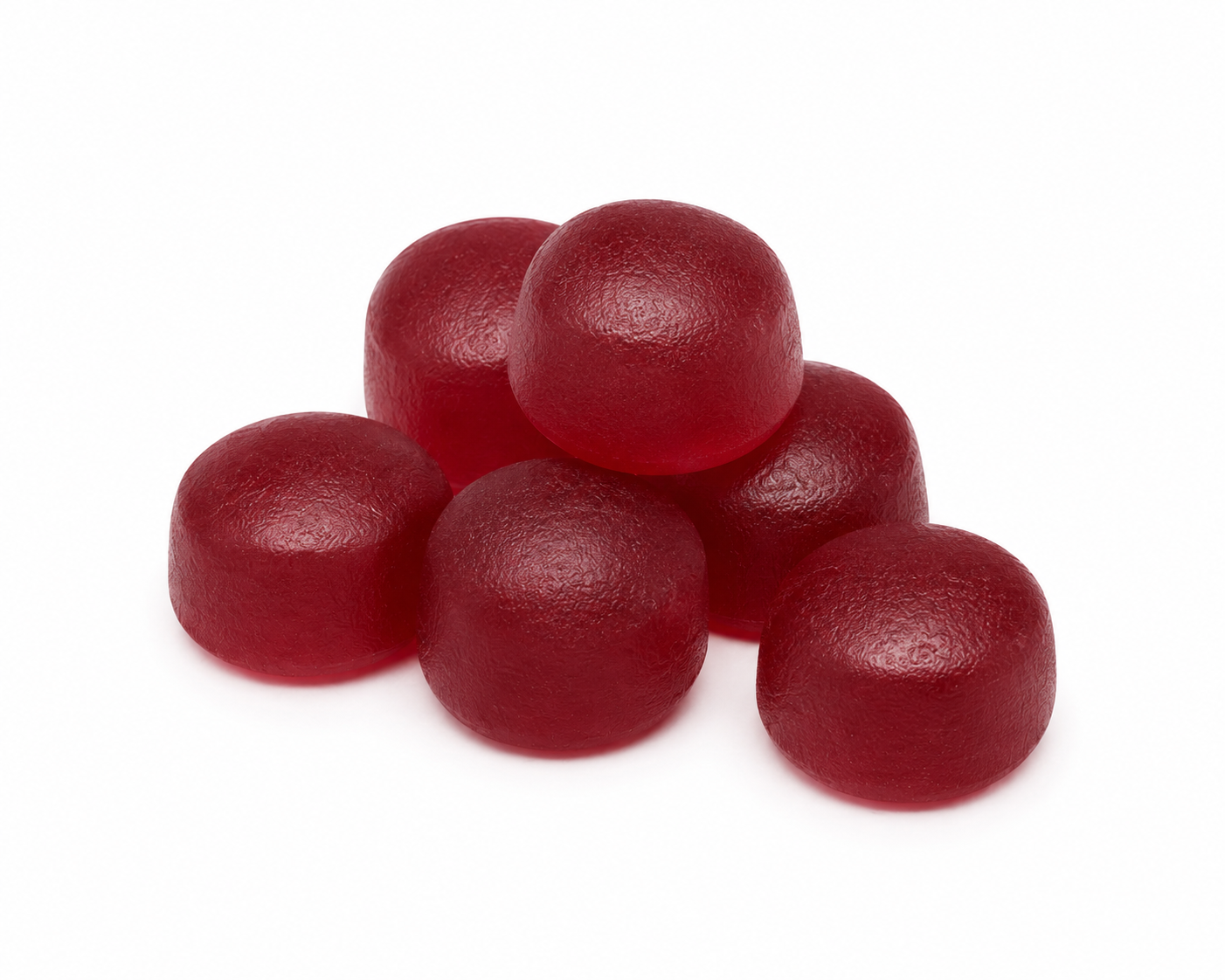Close-up of deep red Vita Globe gummies