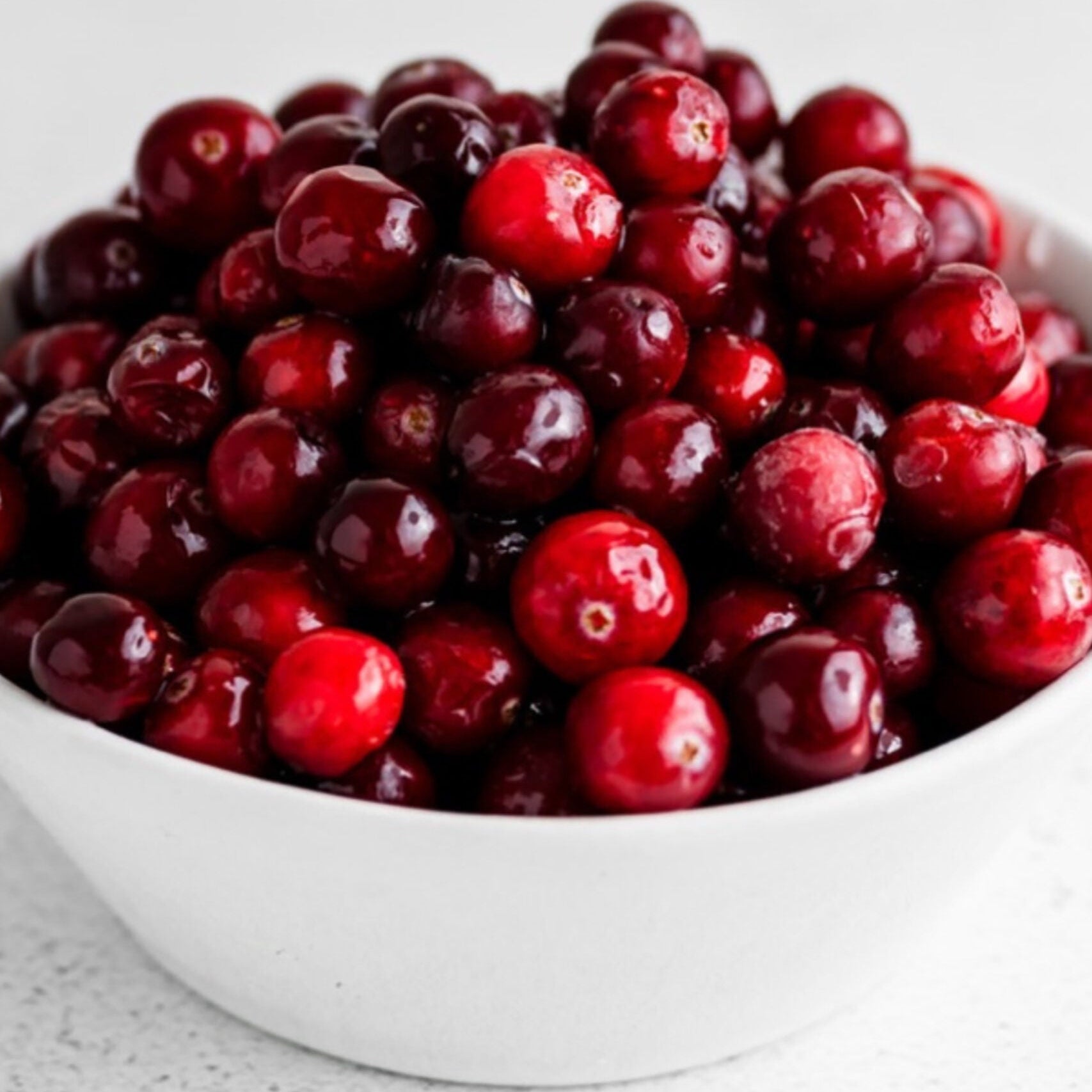 Bowl of fresh cranberries