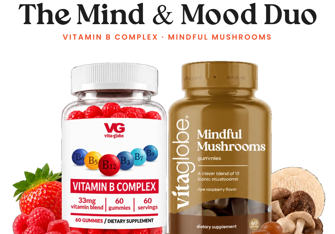 Vita Globe Mind & Mood Duo with B Complex and Mushroom Complex gummies