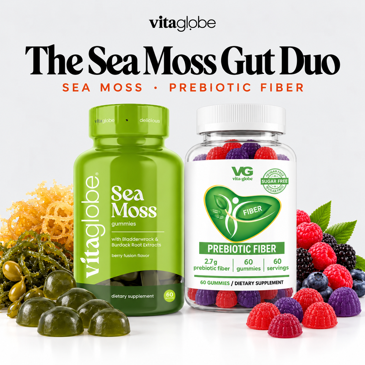The Sea Moss Gut Duo: Vita Globe Sea Moss and Prebiotic Fiber gummies
