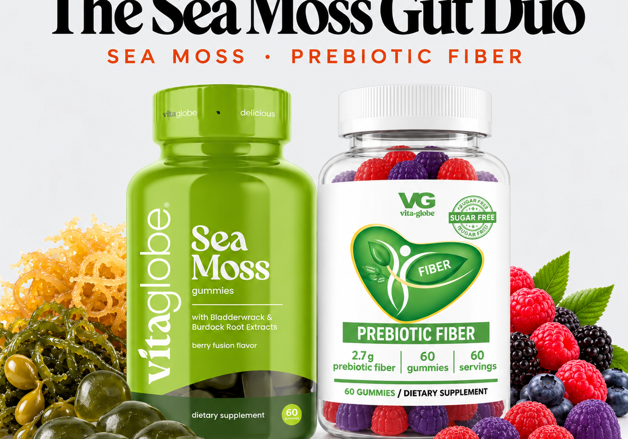 The Sea Moss Gut Duo: Vita Globe Sea Moss and Prebiotic Fiber gummies