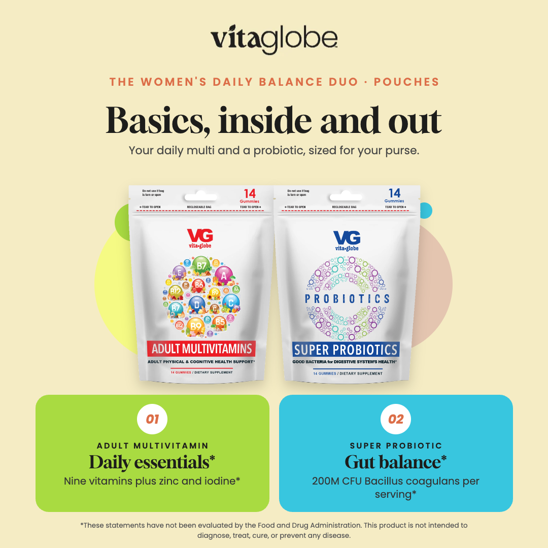 Vita Globe travel pouch vitamin duos for men and women