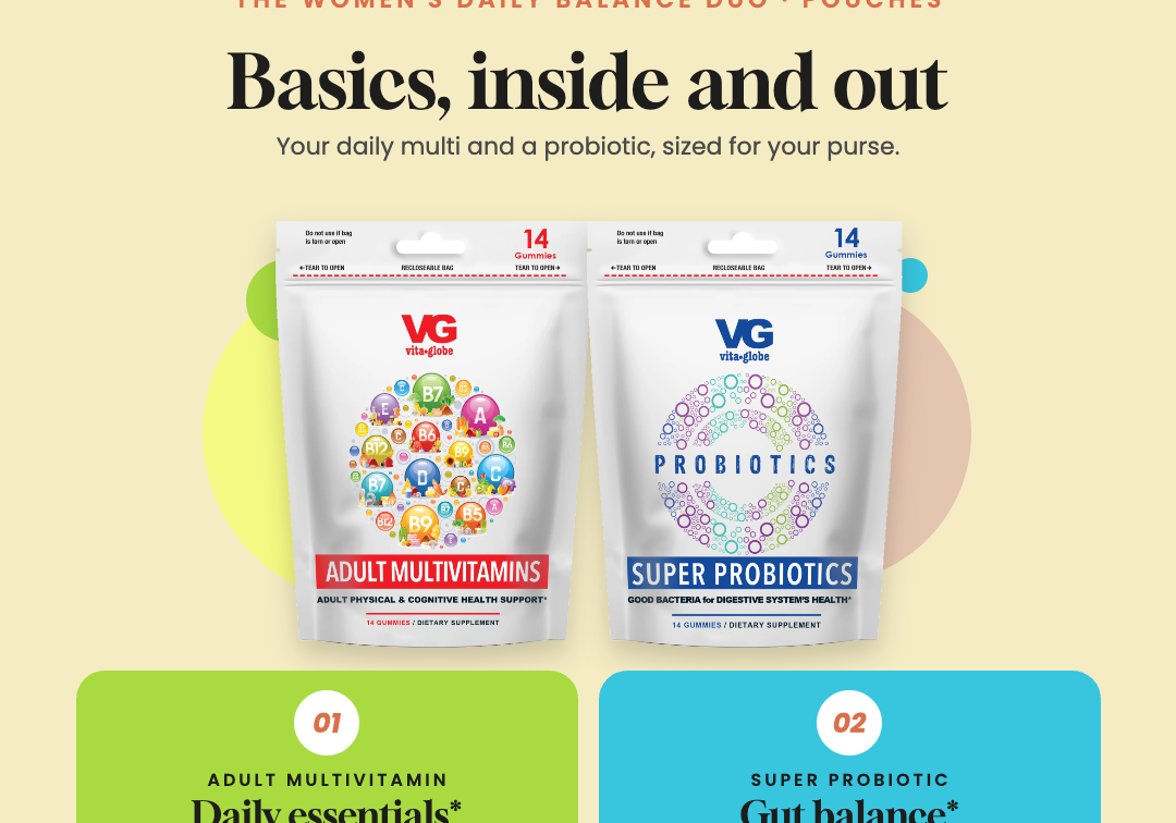 Vita Globe travel pouch vitamin duos for men and women