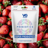 VitaGlobe Probiotics package surrounded by strawberries