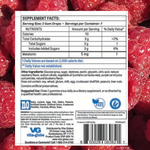 Supplement label on a background of red gummy bears