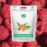 Vita-Globe Ashwagandha supplement package with raspberries