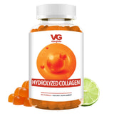 Vita-Globe hydrolyzed collagen gummies with a lime wedge on a white background