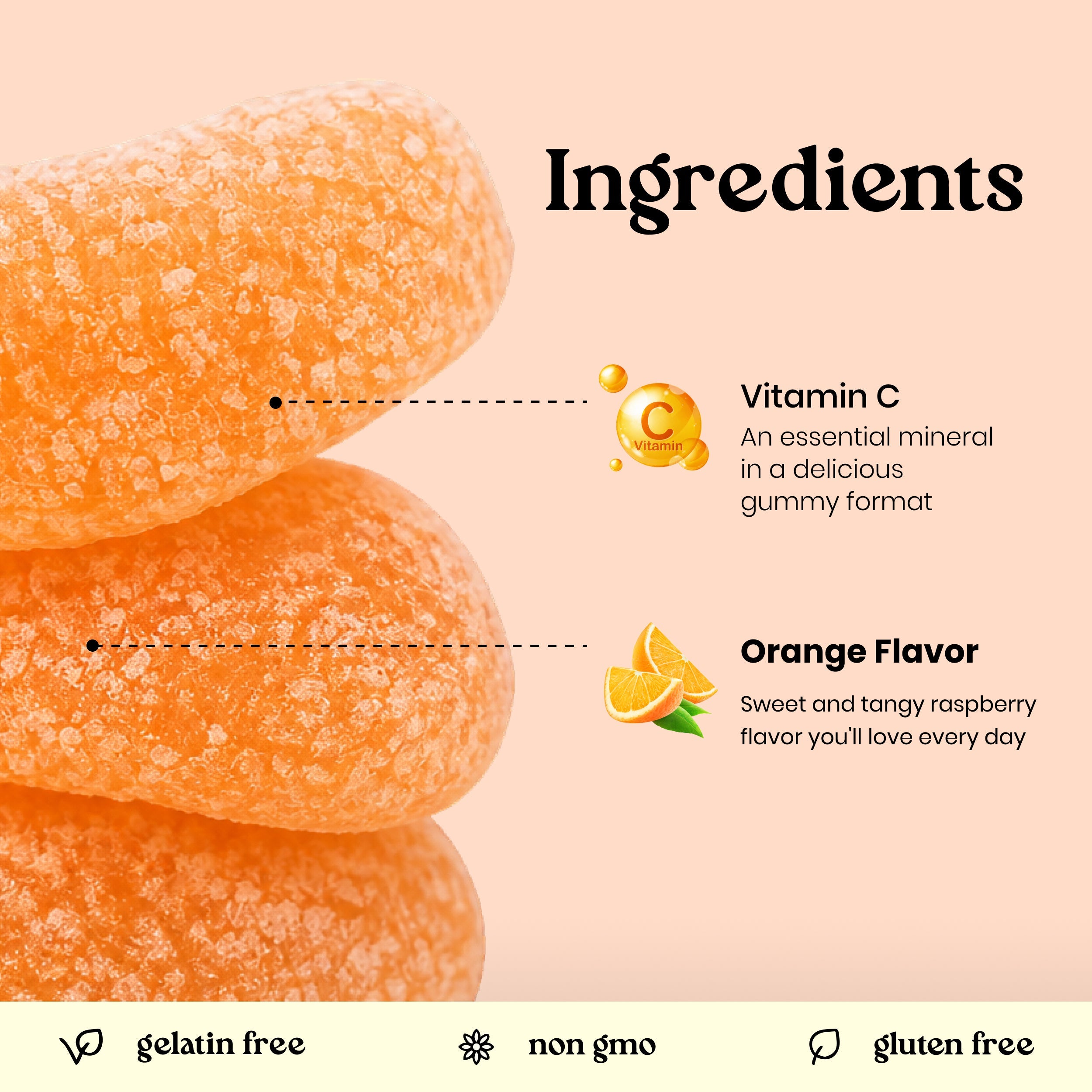 Vitamin C gummies ingredients infographic