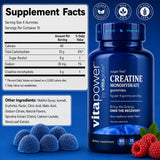 VitaPower Creatine Gummies Blue Raspberry supplement facts
