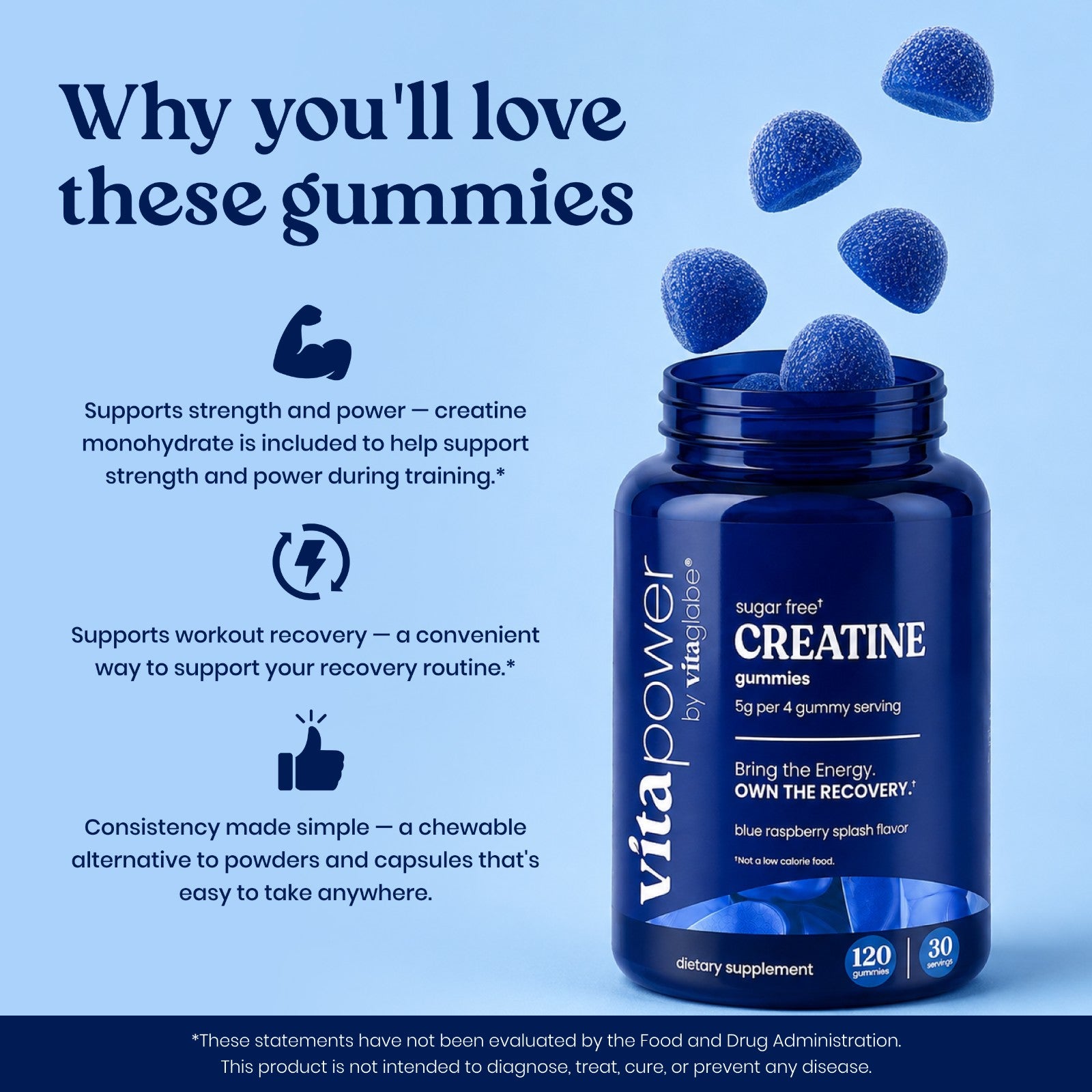 Why you'll love VitaPower Creatine Gummies Blue Raspberry