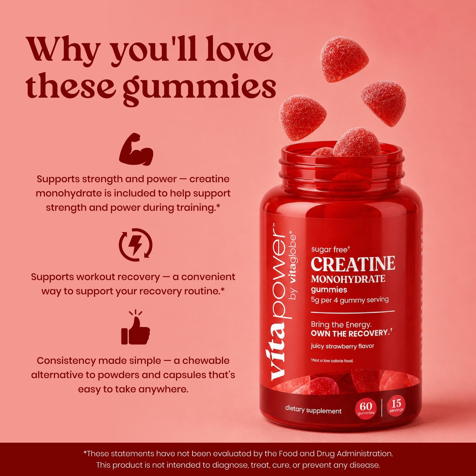 Why you'll love VitaPower Creatine Gummies Strawberry