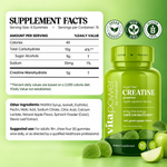 VitaPower Sugar-Free Creatine Gummies, Tart Green Apple — Supplement Facts: 5g creatine monohydrate per 4-gummy serving, 15 servings; other ingredients and suggested use; vegan, non-GMO, gluten-free
