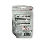 Back of Vita Globe B12 pouch with Supplement Facts: 500 mcg vitamin B12 per 2-gummy serving