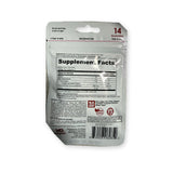 Back of Vita Globe B12 pouch with Supplement Facts: 500 mcg vitamin B12 per 2-gummy serving