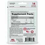 Back of Vita Globe B12 pouch with Supplement Facts: 500 mcg vitamin B12 per 2-gummy serving