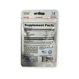 Back of Vita Globe Zinc pouch with Supplement Facts: 30 mg zinc, 2,000 IU vitamin D, 4 mg echinacea per serving