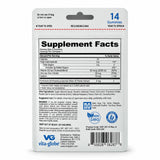 Back of Vita Globe Zinc pouch with Supplement Facts: 30 mg zinc, 2,000 IU vitamin D, 4 mg echinacea per serving