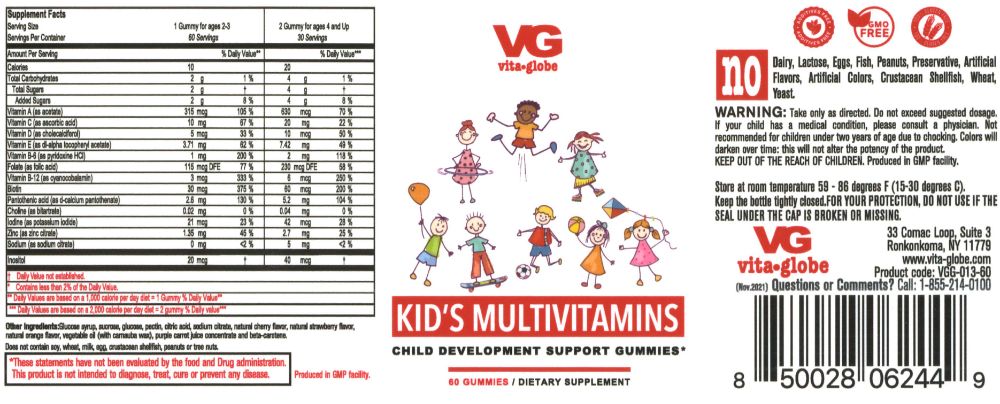 Vita Globe Kid's Gummy Multivitamin supplement facts