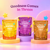 Goodness comes in threes: Vitalolli Vitamin C, Elderberry Immune Support and Manuka Soothe lollipop pouches