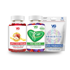 Vita globe apple cider vinegar, FOS inulin and super probiotics gummies vitmins bundle
