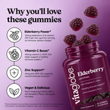 Why you'll love Vita Globe Elderberry gummies: elderberry power, vitamin C boost, zinc support, vegan and delicious