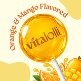 Honey flavored Vitalolli Manuka Soothe lollipop with honeycomb and honey dipper