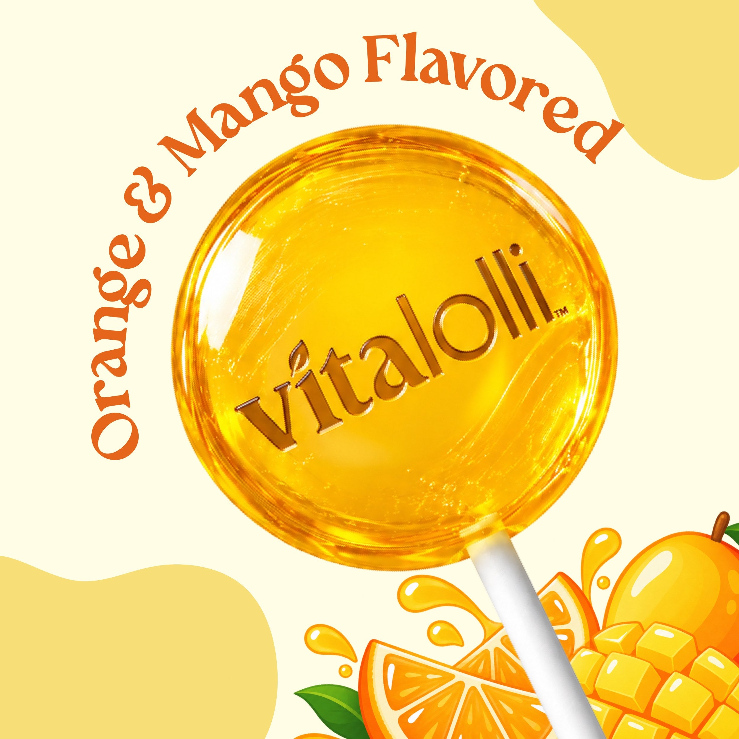 Honey flavored Vitalolli Manuka Soothe lollipop with honeycomb and honey dipper