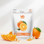 Vita-Globe Vitamin C 250mg supplement package with oranges on a light background
