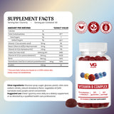 Vita Globe Vitamin B Complex Supplement Facts: per 1 gummy, B12 20mcg, niacin 12mg, B6 1.2mg, folate 430mcg DFE, biotin 50mcg, pantothenic acid 6mg, vitamin C 10mg, inositol 3.5mg