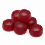 Close-up of deep red Vita Globe gummies