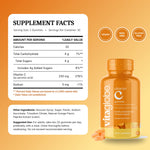Vita Globe Vitamin C Gummies Supplement Facts: 250 mg vitamin C per 2-gummy serving, 30 servings; vegan, non-GMO, gluten-free