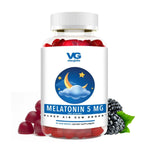 Bottle of Vita-Globe Melatonin 5 MG sleep aid gum drops on a white background
