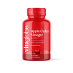 Vita Globe Apple Cider Vinegar Gummies with The Mother, crisp apple flavor, 60 gummies, red bottle front view