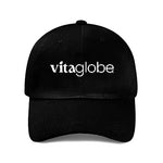 A black baseball cap with the brand name 'vitaglobe' embroidered in white on the front, shown against a plain white background.