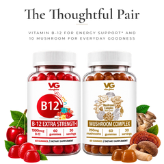 Vita Globe Thoughtful Pair: B-12 Extra Strength and Mushroom Complex gummies