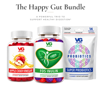 Vita Globe Happy Gut Bundle: Apple Cider Vinegar, FOS Inulin Fiber, and Super Probiotics gummies