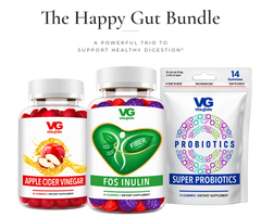 Vita Globe Happy Gut Bundle: Apple Cider Vinegar, FOS Inulin Fiber, and Super Probiotics gummies