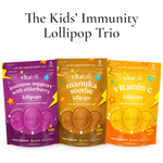 Vita Lolli Kids' Immunity Lollipop Trio: Elderberry, Manuka Soothe, and Vitamin C lollipops