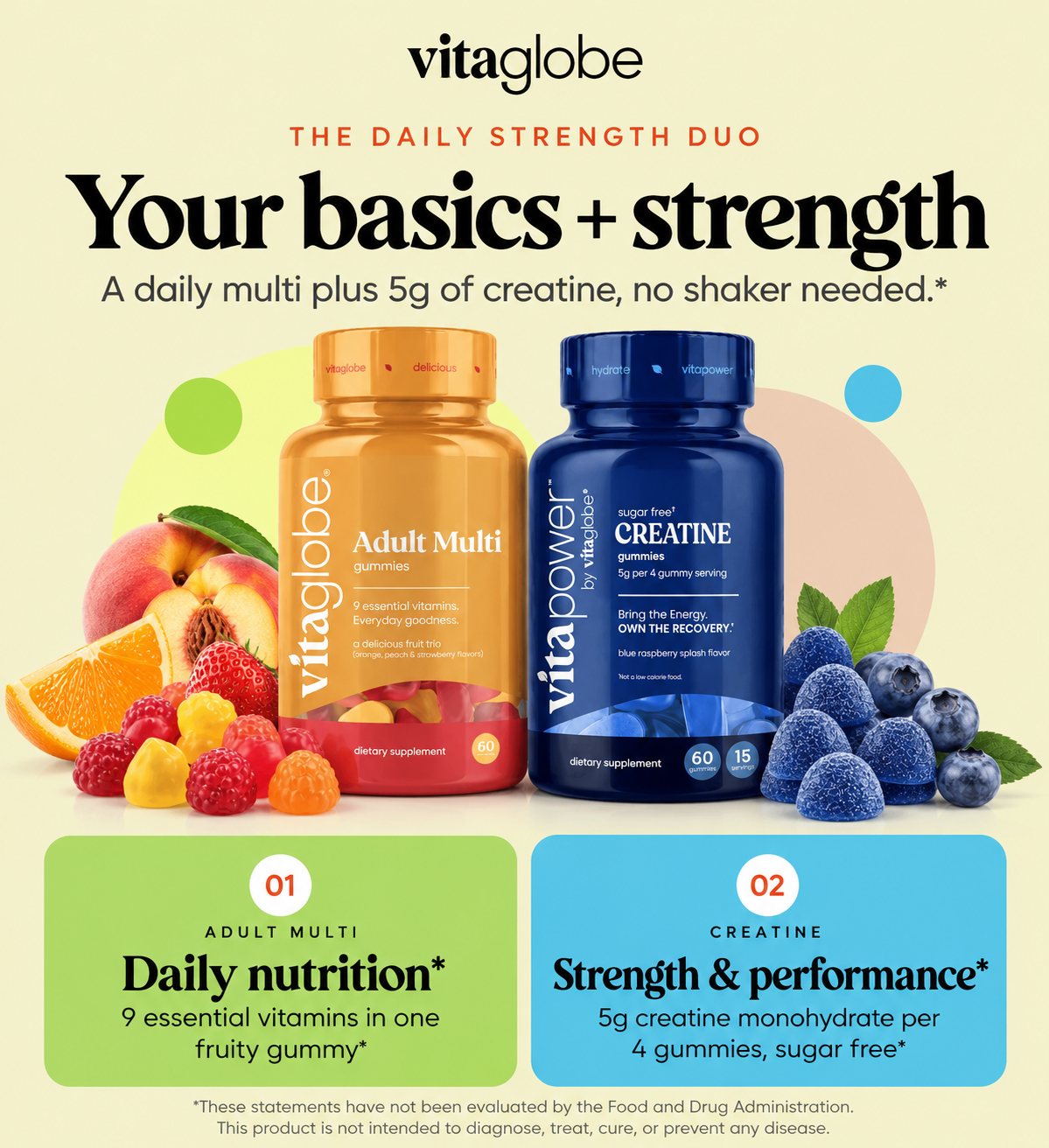 The Daily Strength Duo: Adult Multi plus VitaPower sugar-free creatine