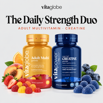 Vita Globe The Daily Strength Duo with Adult Multivitamin and VitaPower Sugar-Free Creatine gummies