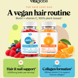 The Hair Love Duo: biotin 5000mcg plus vitamin C 250mg, both vegan