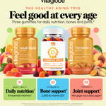 The Healthy Aging Trio: adult multivitamin, vitamin D3 2,000 IU and turmeric gummies