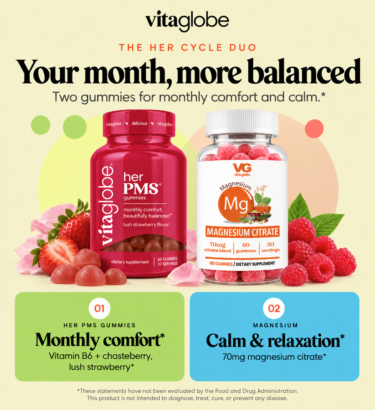 The Her Cycle Duo: Her PMS gummies and magnesium citrate gummies