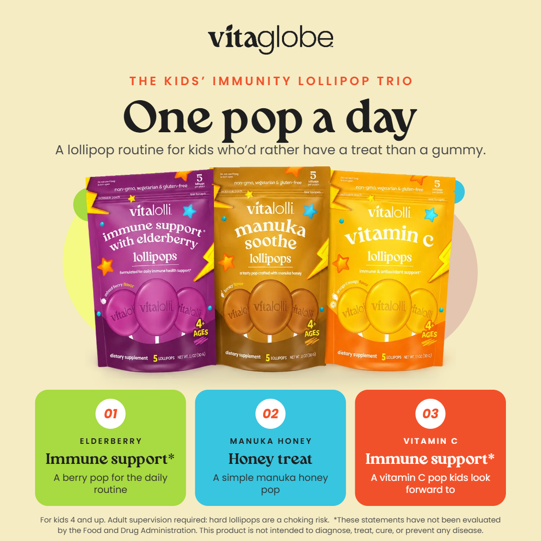 Vita Globe The Kids' Immunity Lollipop Trio: why these formulas work together