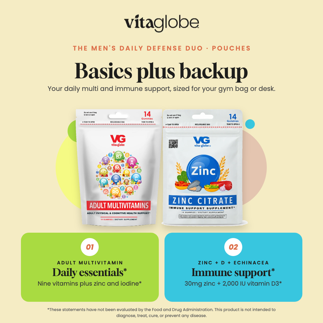 Vita Globe The Men's Daily Defense Duo Pouches: why these formulas work together