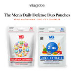 Vita Globe The Men's Daily Defense Duo Pouches: Adult Multivitamin and Zinc + D + Echinacea gummy pouches