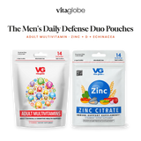 Vita Globe The Men's Daily Defense Duo Pouches: Adult Multivitamin and Zinc + D + Echinacea gummy pouches
