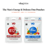 Vita Globe The Men's Energy & Defense Duo Pouches: Vitamin B12 and Zinc + D + Echinacea gummy pouches