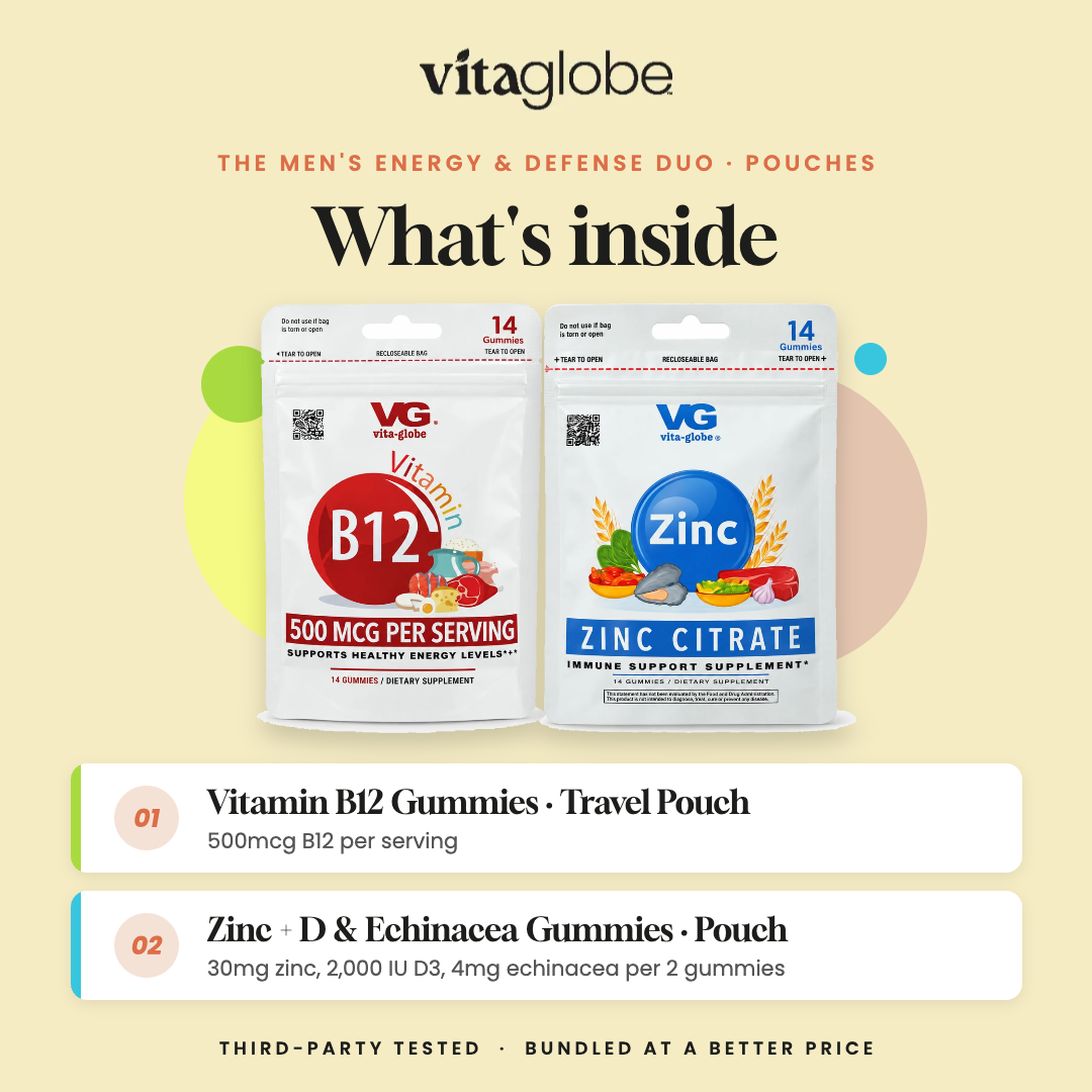 What's inside Vita Globe The Men's Energy & Defense Duo Pouches